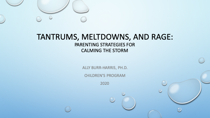 Tantrums, Meltdowns and Rage Course Home